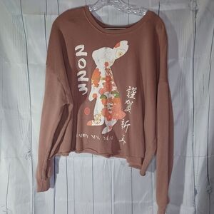 Grayson/Threads Year of the Rabbit Graphic Print Sweatshirt Size XXL